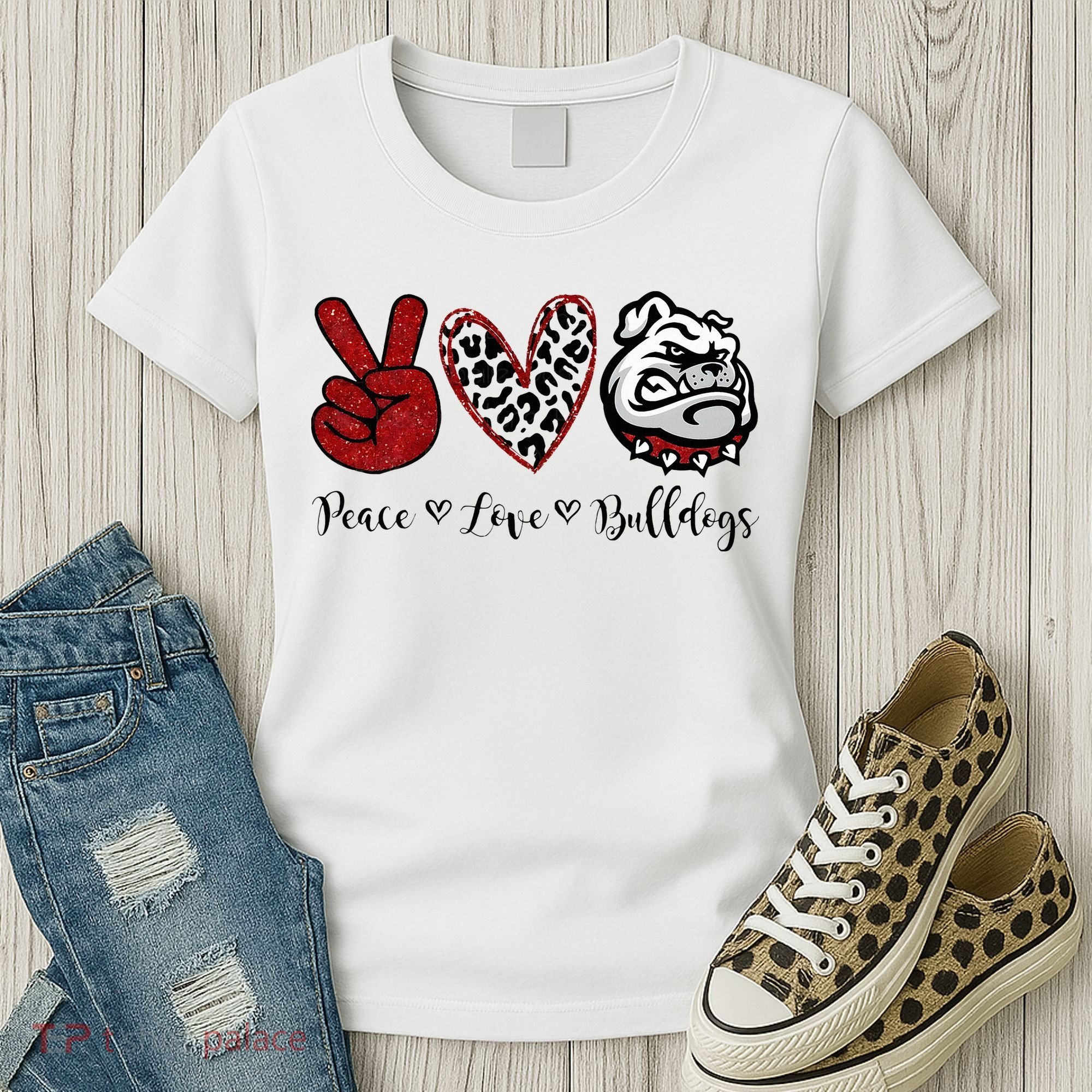 Peace Love Bulldogs Women's T-Shirt