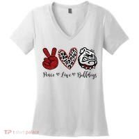 Peace Love Bulldogs Women's V-Neck T-Shirt thumb 0