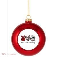 Peace Love Bulldogs Plastic Christmas Ball Ornament thumb 0