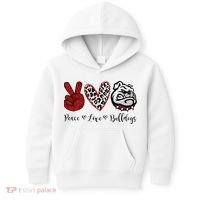 Peace Love Bulldogs Kids Hoodie thumb 0