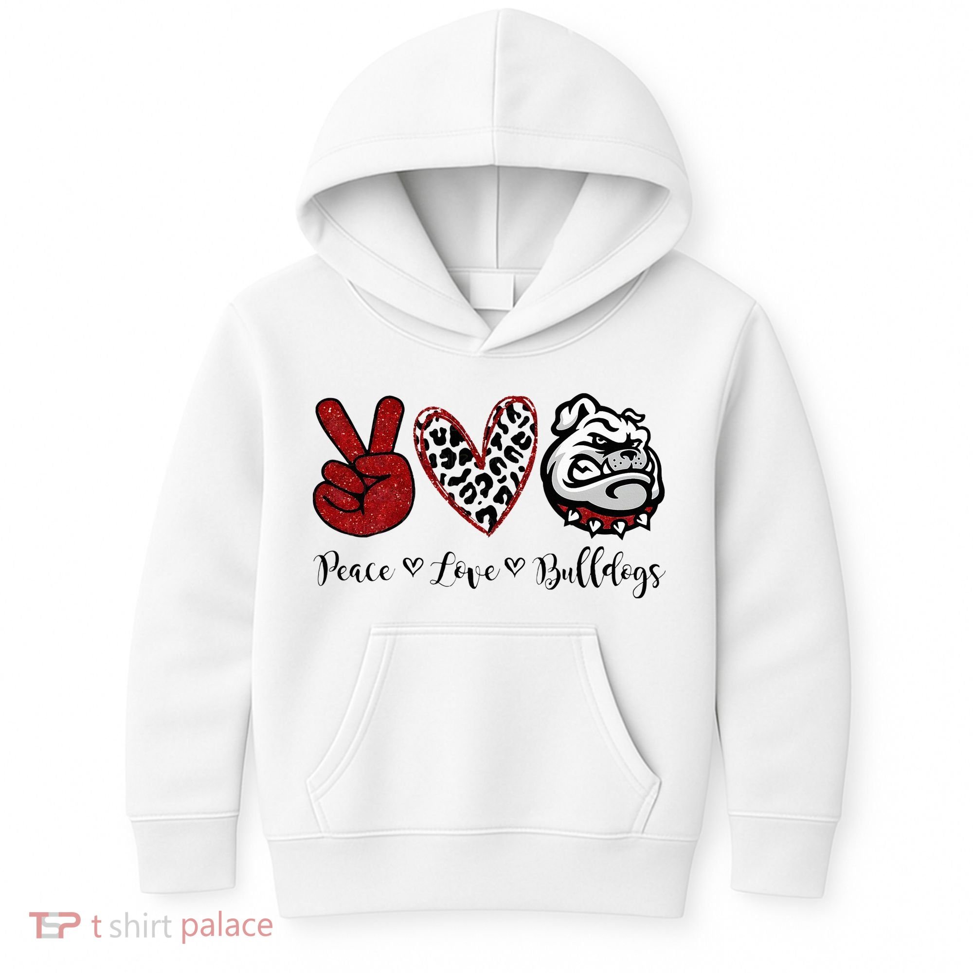 Peace Love Bulldogs Kids Hoodie