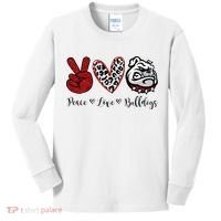 Peace Love Bulldogs Kids Long Sleeve Shirt thumb 0