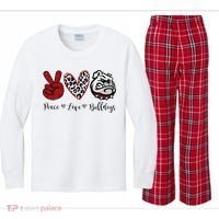 Peace Love Bulldogs Kids Long Sleeve Plaid Pajama Set thumb 0