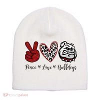 Peace Love Bulldogs Short Acrylic Beanie thumb 0