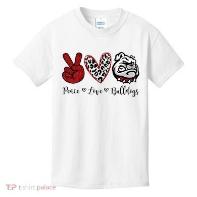 Peace Love Bulldogs Kids T-Shirt