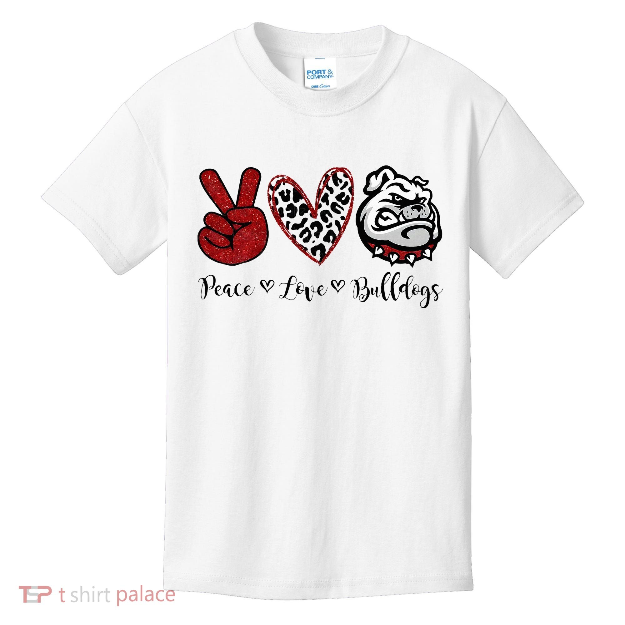 Peace Love Bulldogs Kids T-Shirt