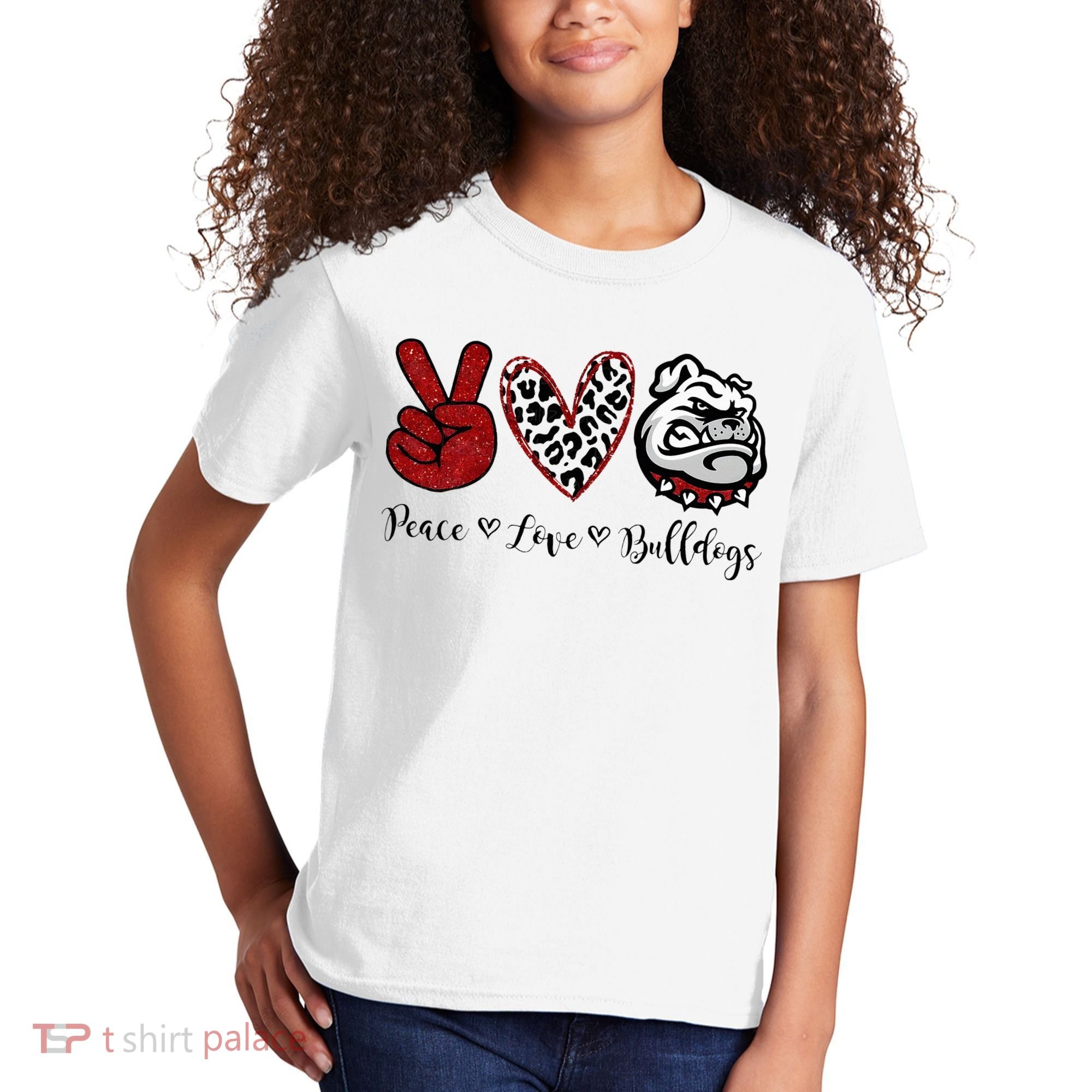 Peace Love Bulldogs Kids T-Shirt