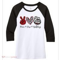 Peace Love Bulldogs Women's Tri-Blend 3/4-Sleeve Raglan Shirt thumb 0