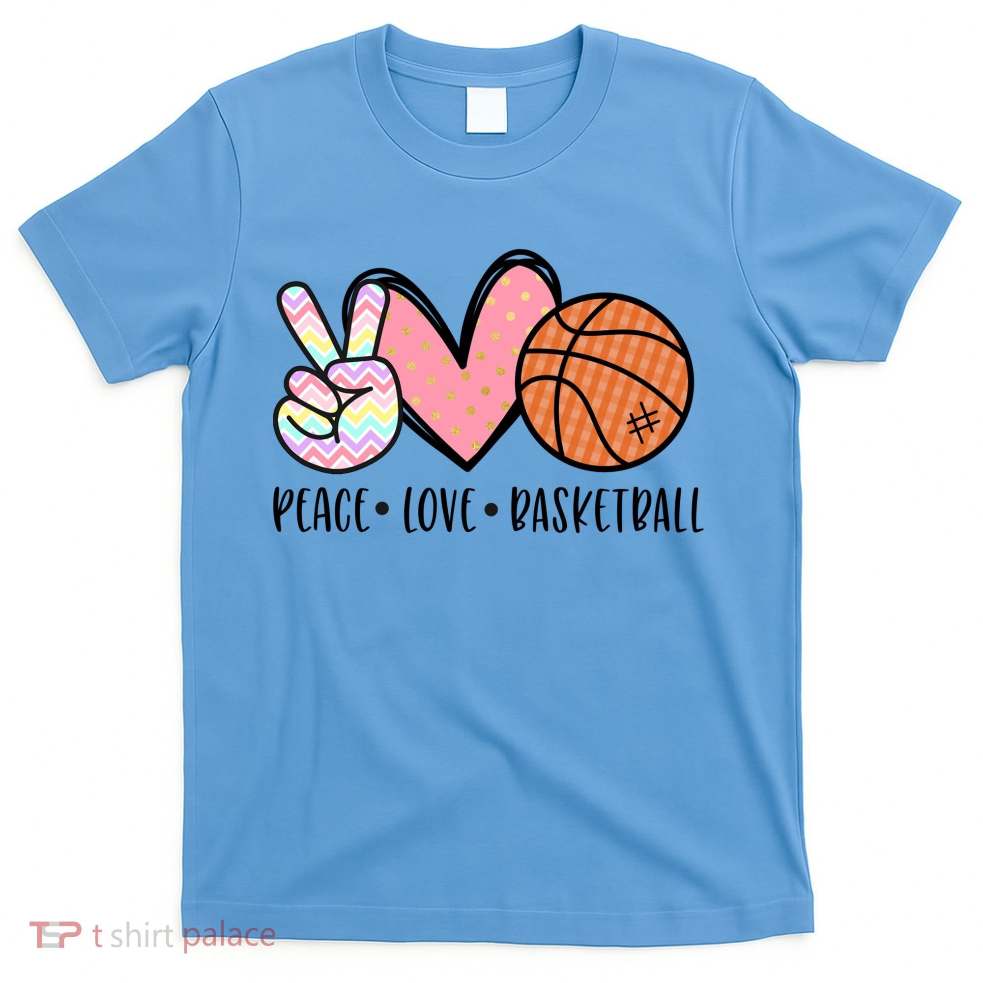 Peace Love Basketball Heart For Women Teens Tween Girls Meaningful Gift T-Shirt