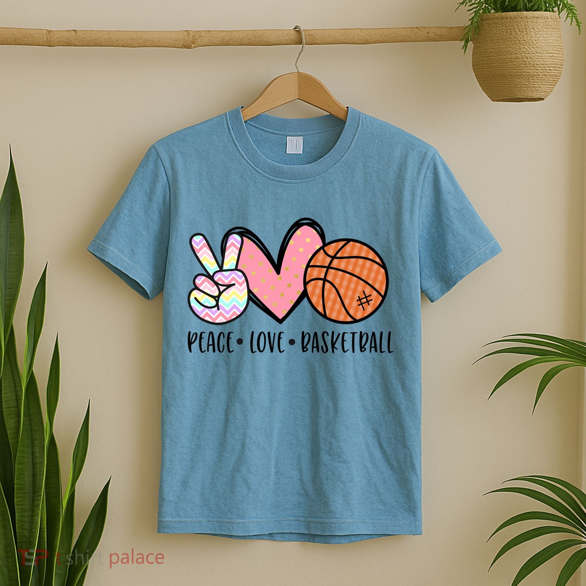 Peace Love Basketball Heart For Women Teens Tween Girls Meaningful Gift T-Shirt