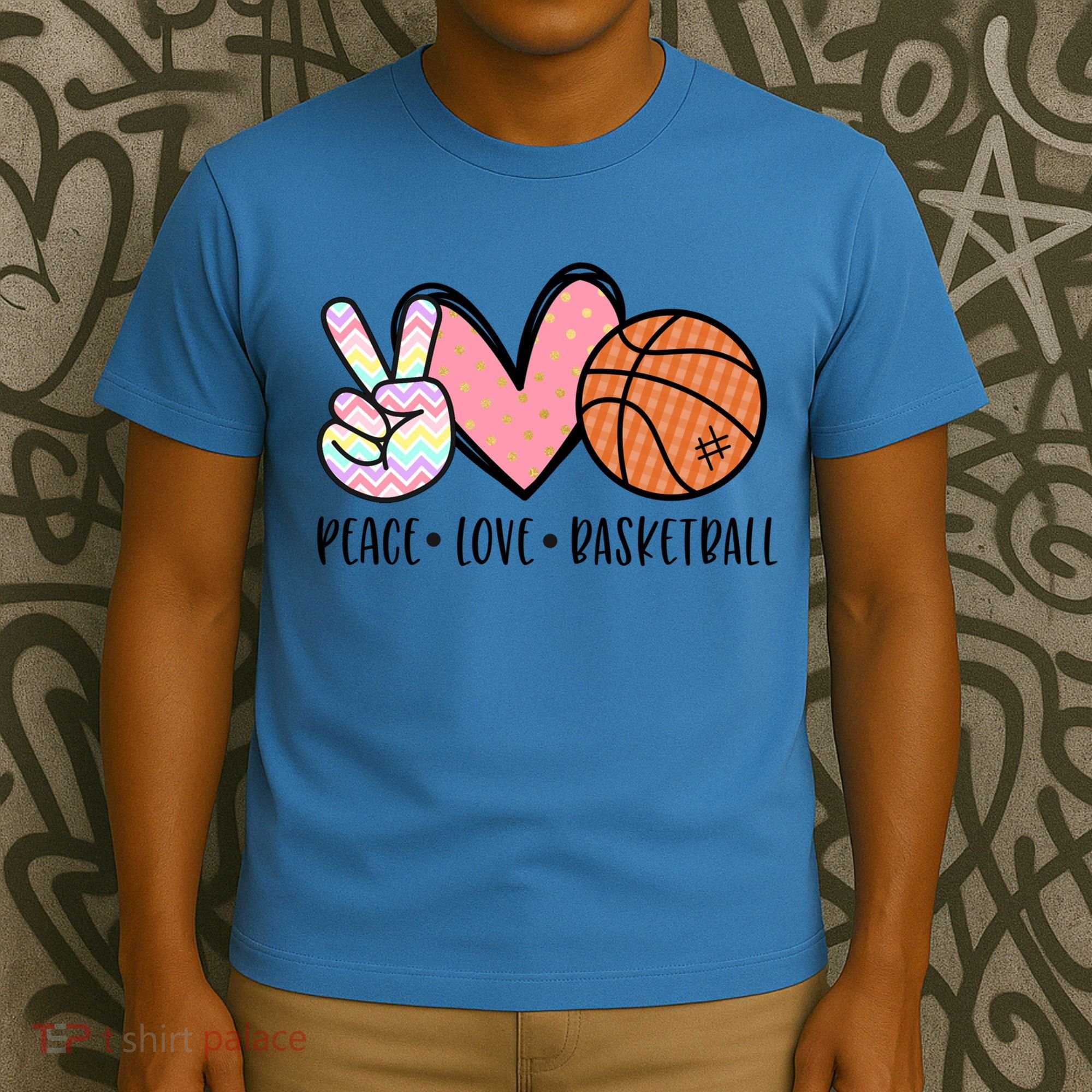 Peace Love Basketball Heart For Women Teens Tween Girls Meaningful Gift T-Shirt