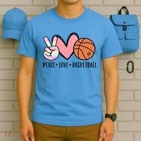 Peace Love Basketball Heart For Women Teens Tween Girls Meaningful Gift T-Shirt thumb 5