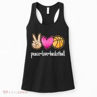 Peace Love Basketball Leopard Print Girls Women Basketball Women's Tank Top thumb 0