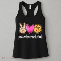 Peace Love Basketball Leopard Print Girls Women Basketball Women's Tank Top thumb 3