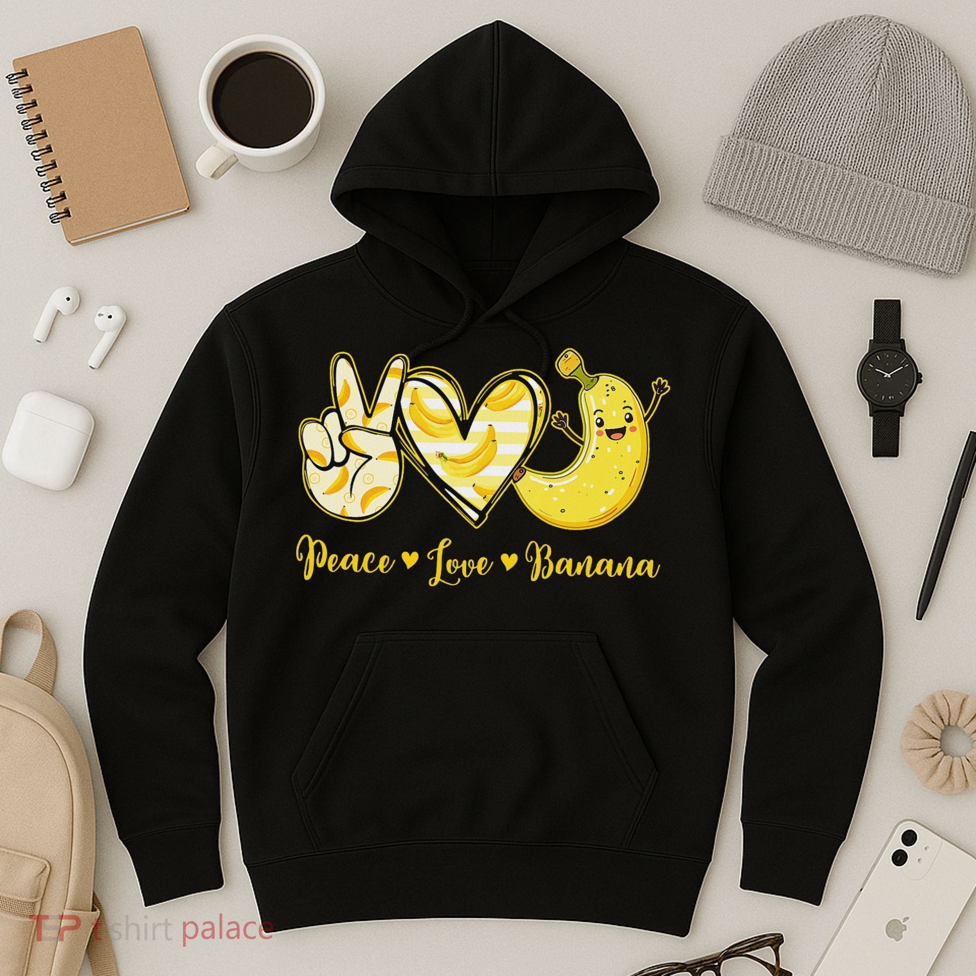 Peace Love Bananas Fresh Banana Fruit Lover Women Hoodie