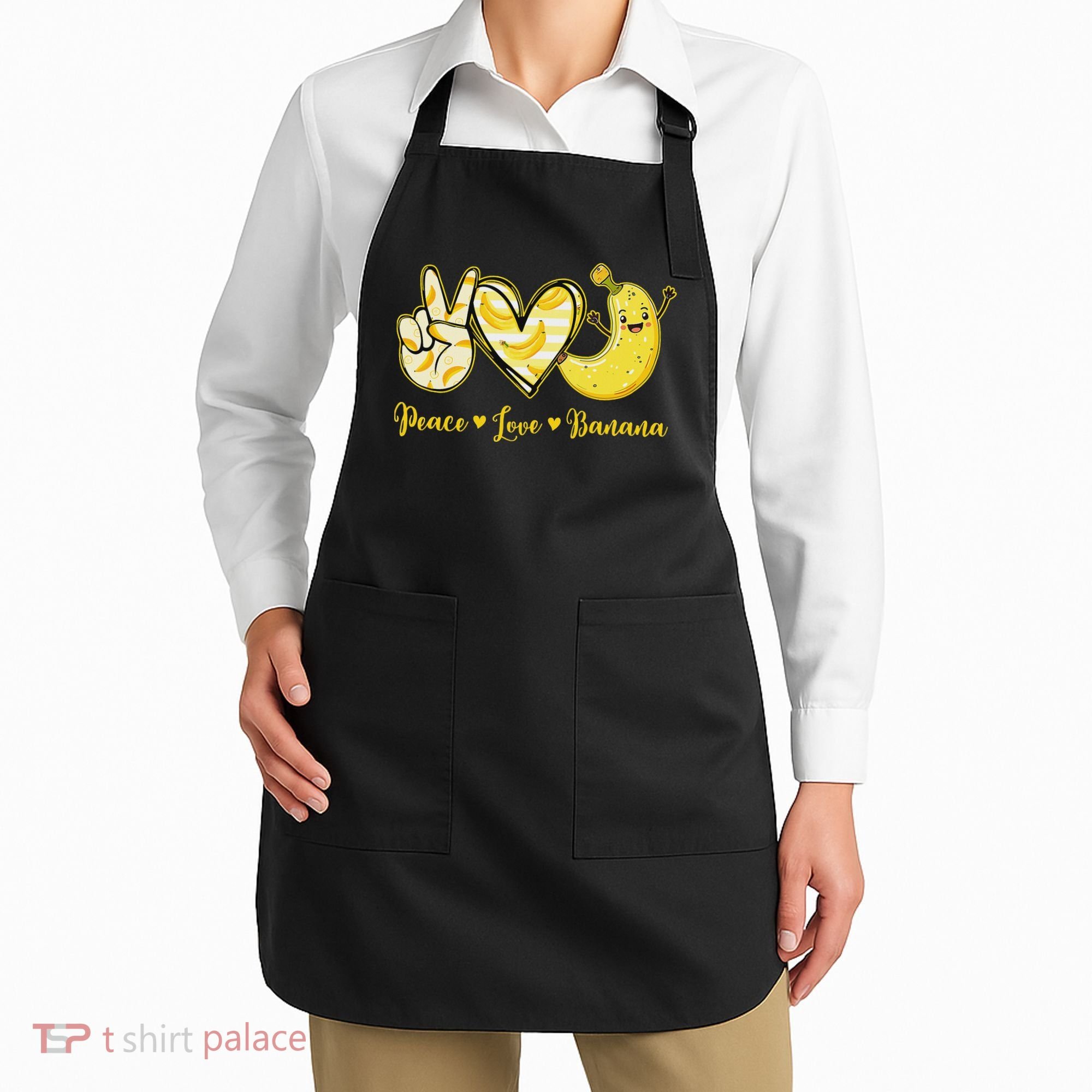 Peace Love Bananas Fresh Banana Fruit Lover Women Apron