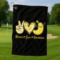 Peace Love Bananas Fresh Banana Fruit Lover Women Golf Towel thumb 1