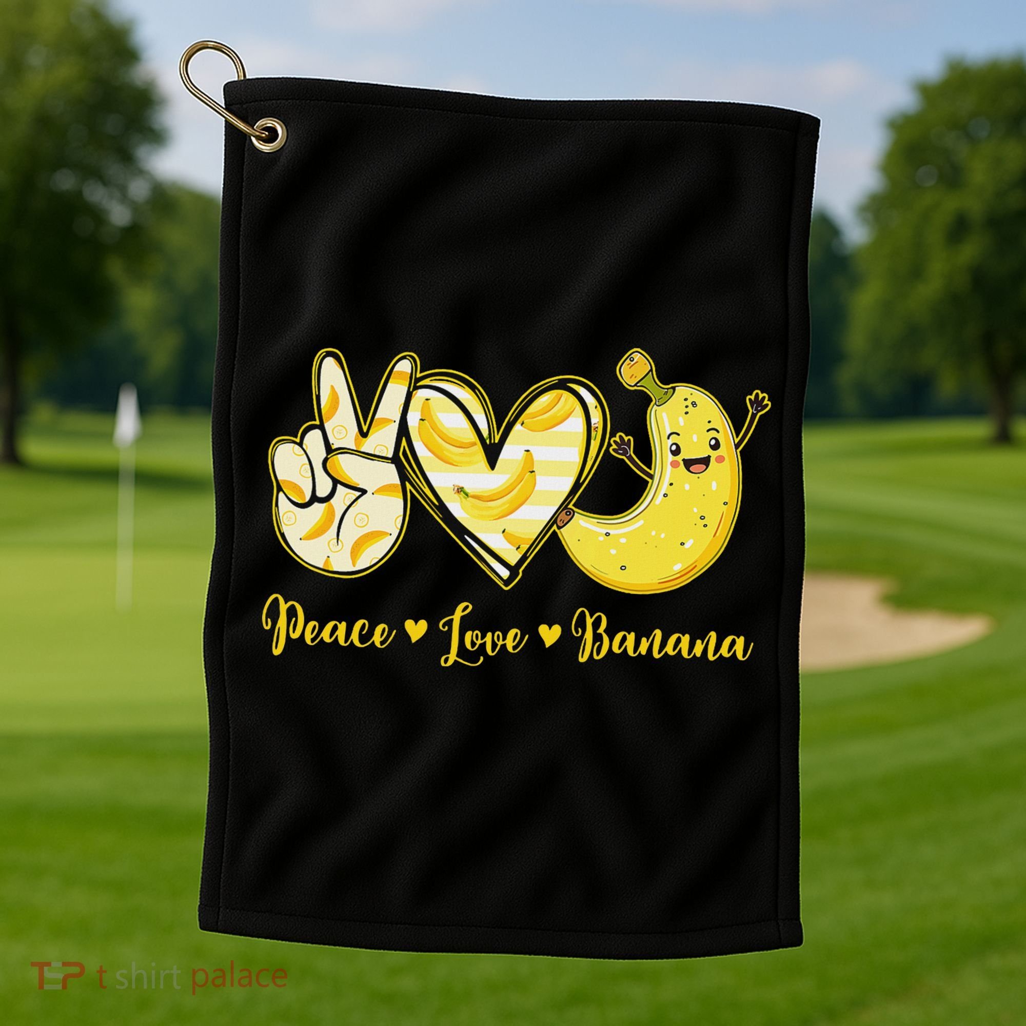 Peace Love Bananas Fresh Banana Fruit Lover Women Golf Towel