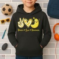 Peace Love Bananas Fresh Banana Fruit Lover Women Kids Hoodie thumb 2