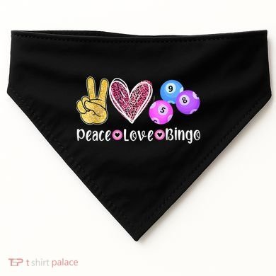 Peace Love Bingo Funny Bingo Lover USA-Made Doggie Bandana