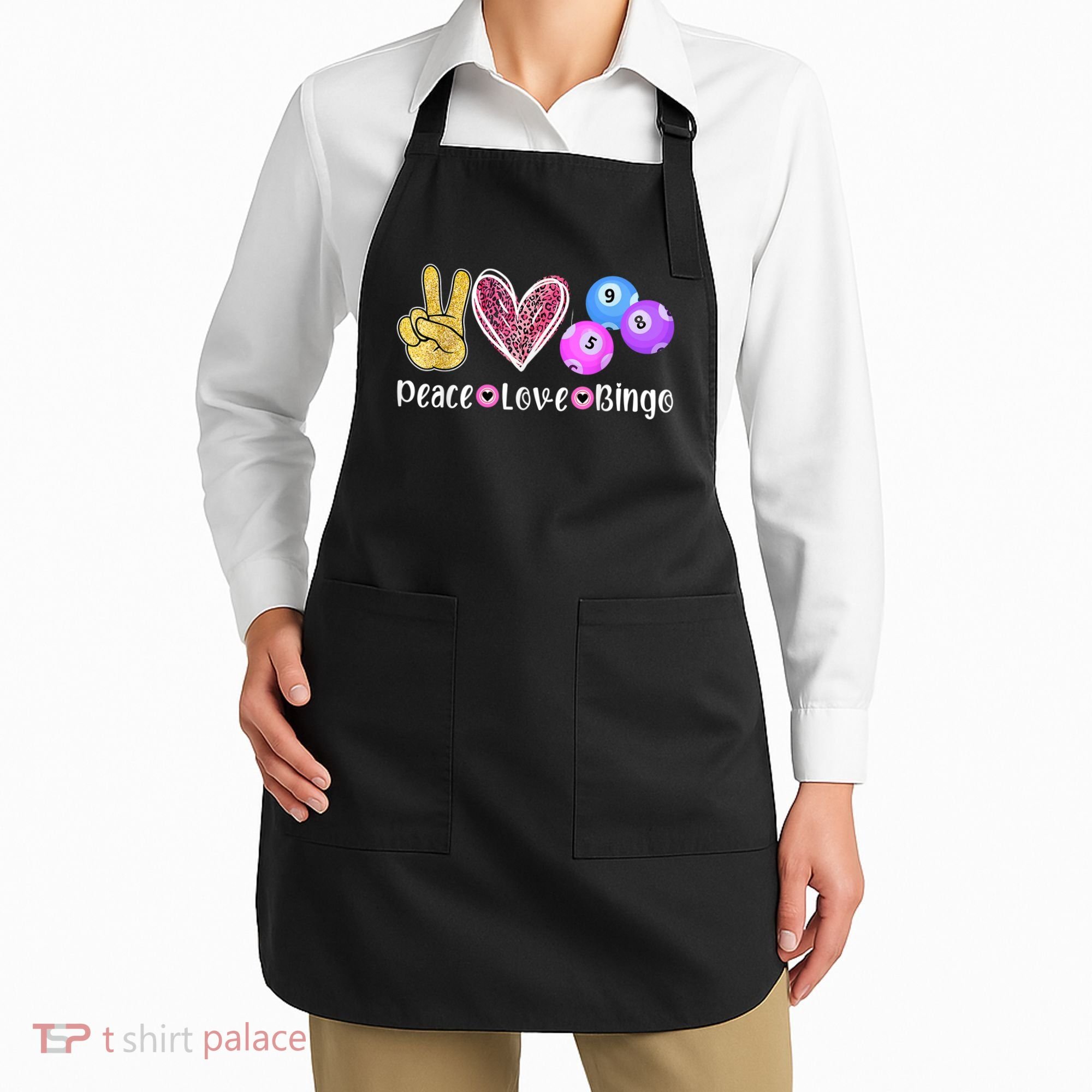 Peace Love Bingo Funny Bingo Lover Apron