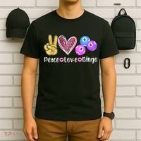 Peace Love Bingo Funny Bingo Lover T-Shirt thumb 6