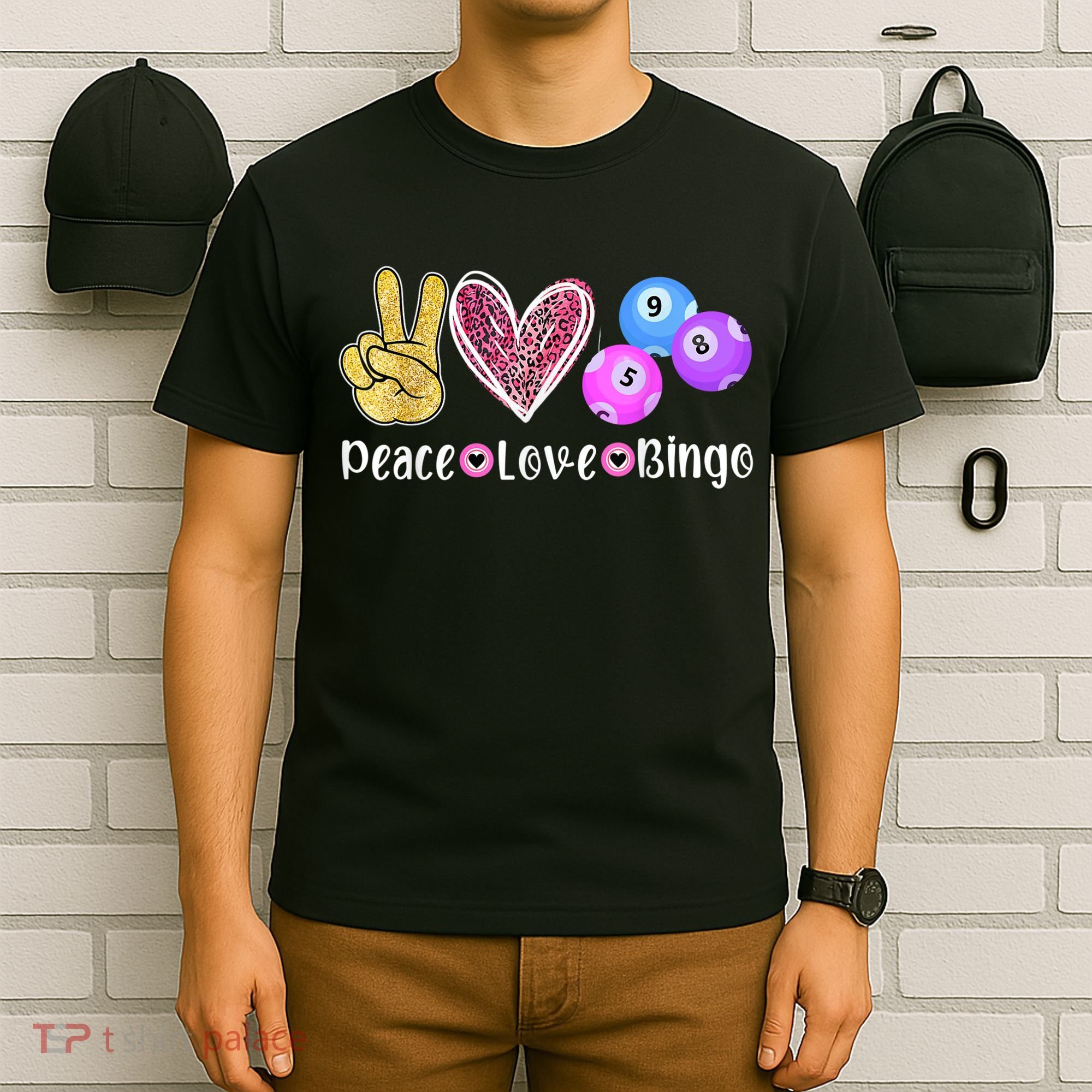 Peace Love Bingo Funny Bingo Lover T-Shirt