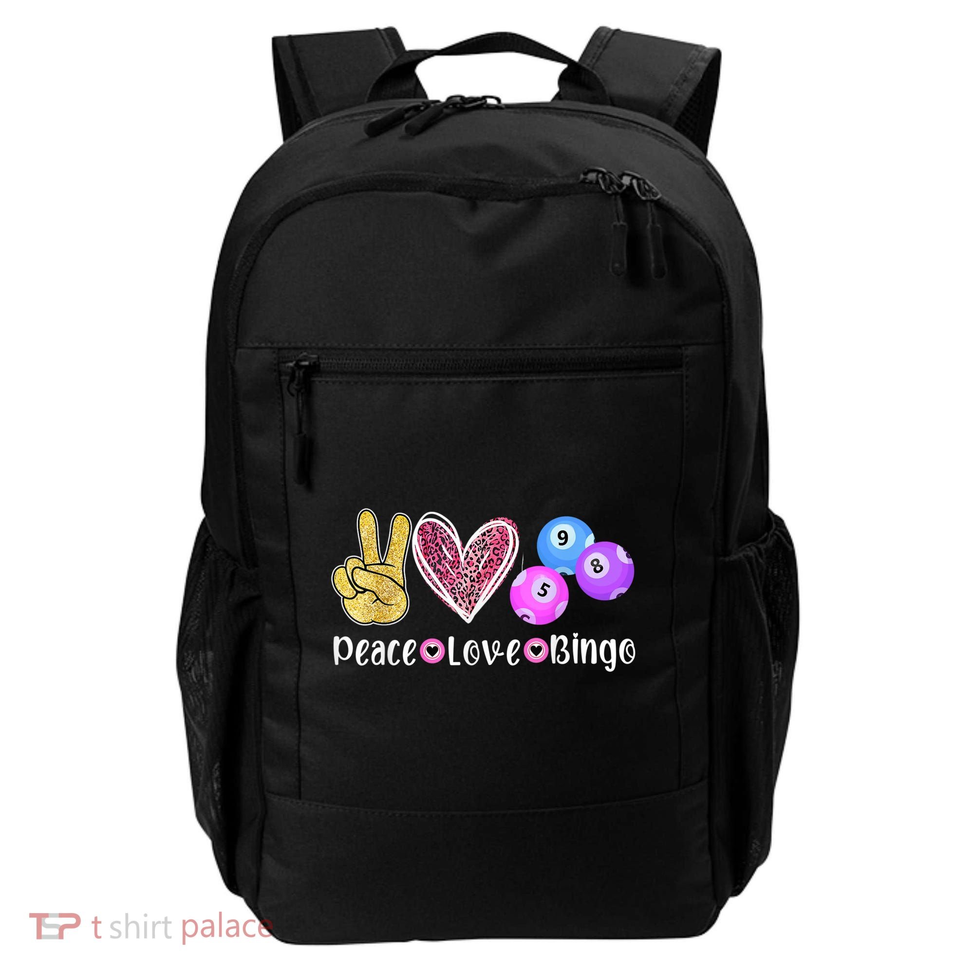Peace Love Bingo Funny Bingo Lover Backpack