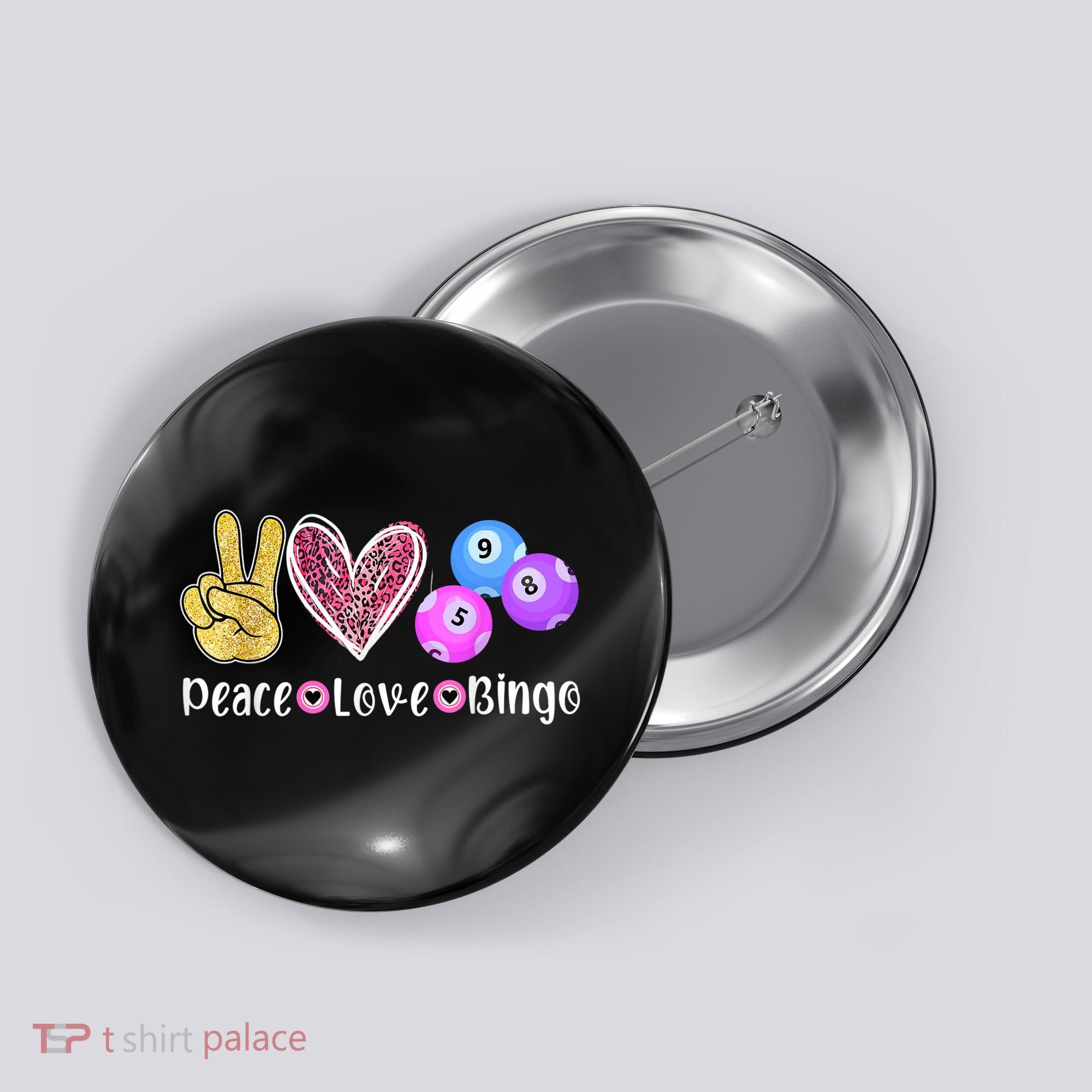 Peace Love Bingo Funny Bingo Lover Button