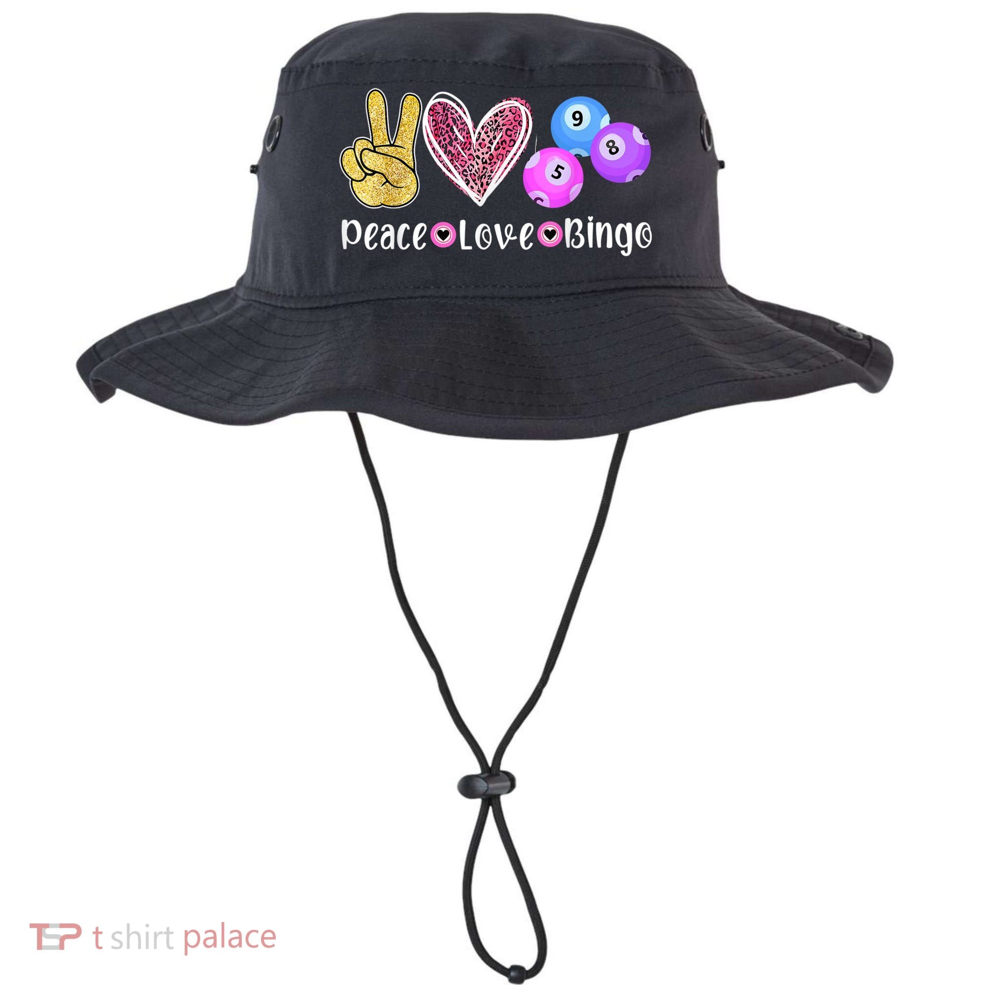 Peace Love Bingo Funny Bingo Lover Bucket Hat