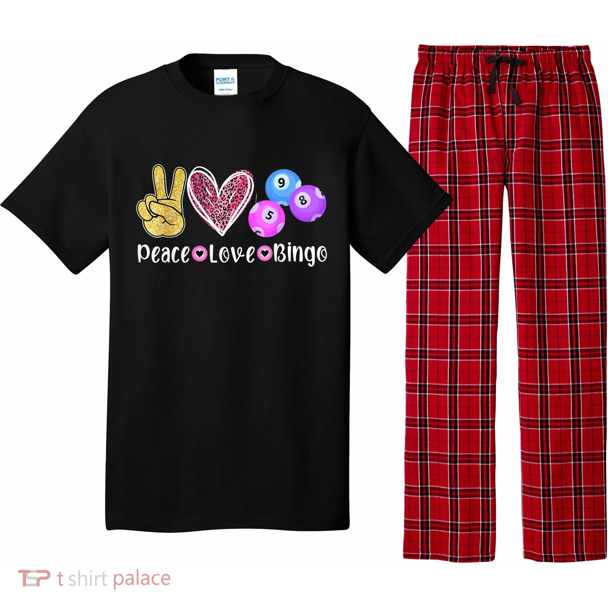 Peace Love Bingo Funny Bingo Lover Pajama Set