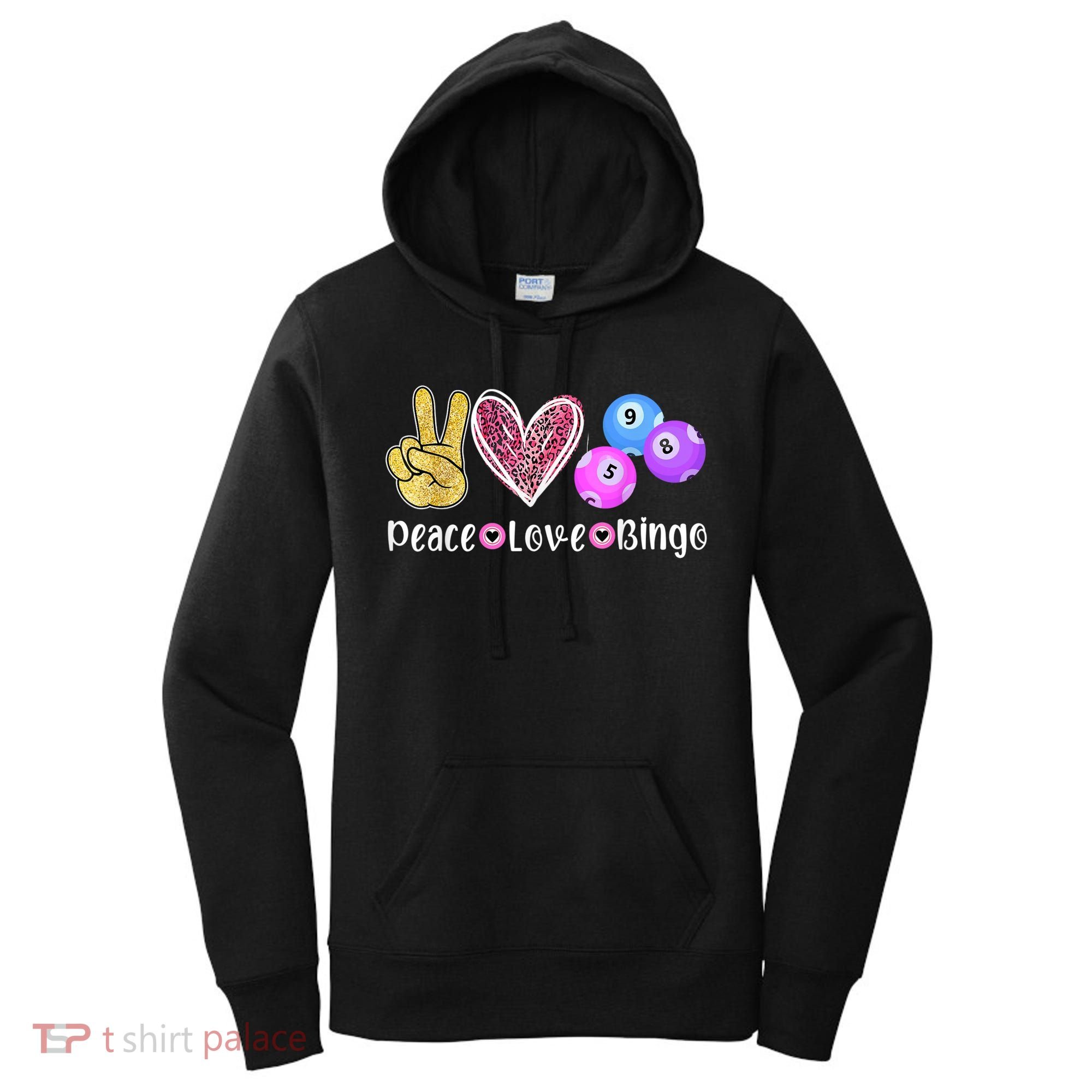 Peace Love Bingo Funny Bingo Lover Women's Hoodie