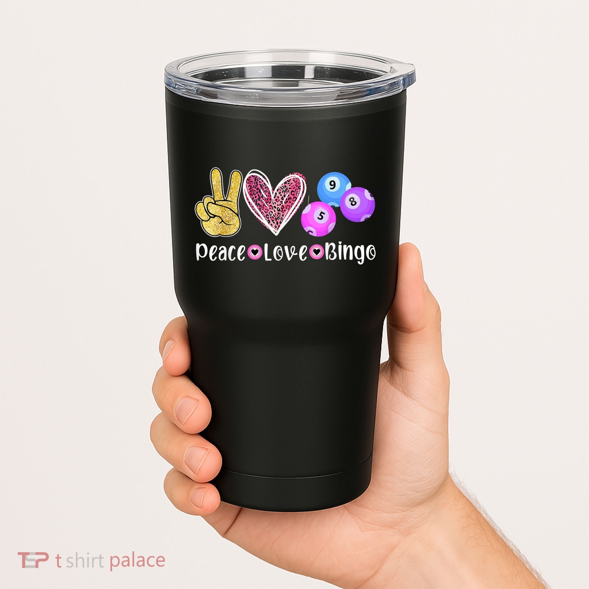 Peace Love Bingo Funny Bingo Lover Tumbler