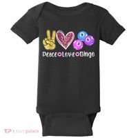 Peace Love Bingo Funny Bingo Lover Baby Bodysuit thumb 0