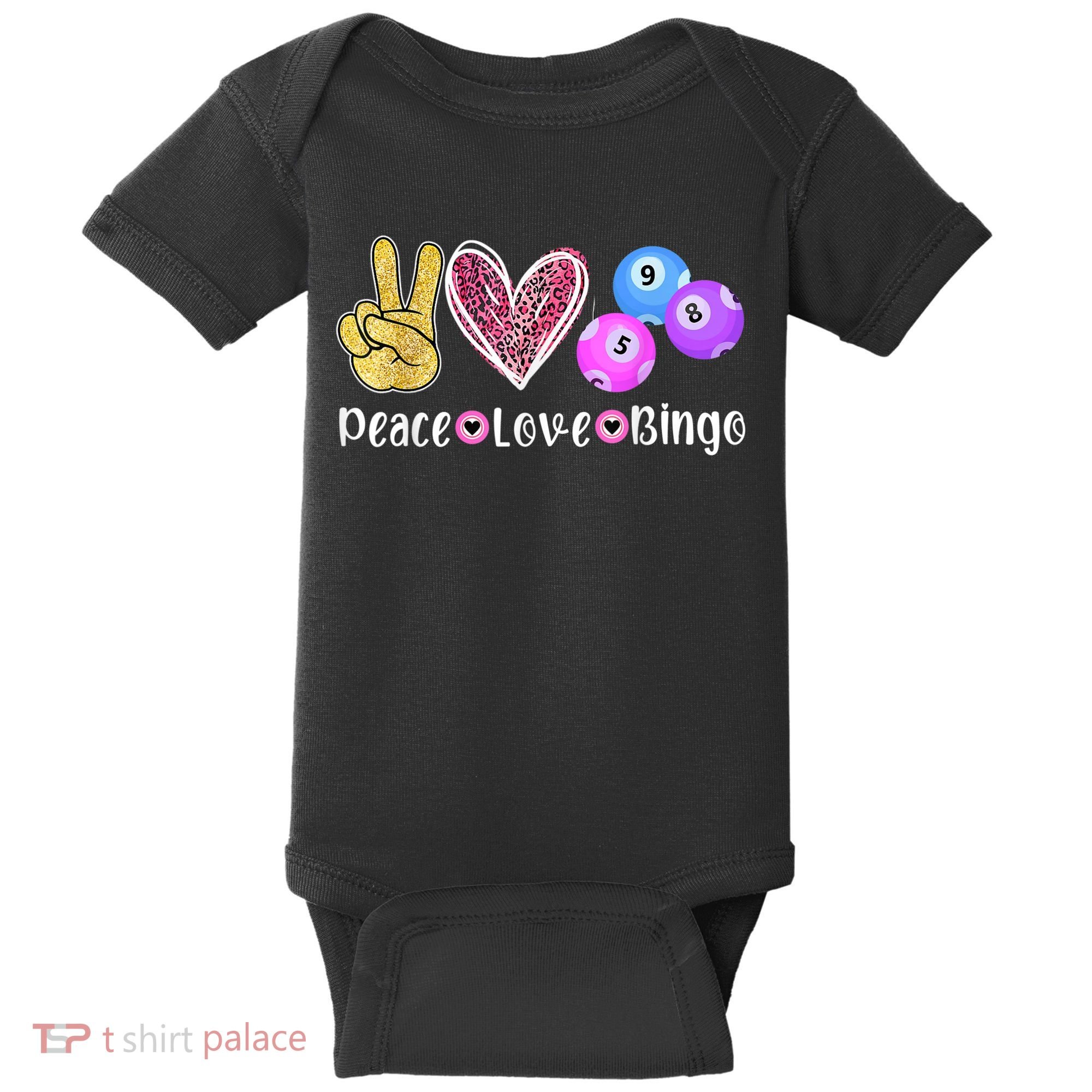 Peace Love Bingo Funny Bingo Lover Baby Bodysuit