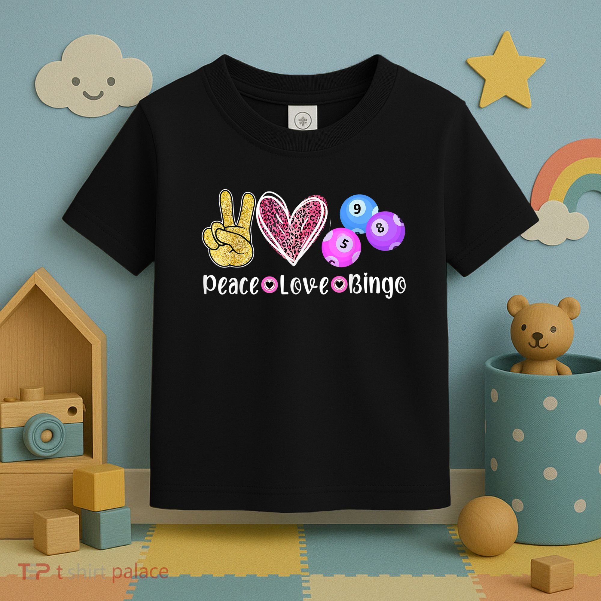 Peace Love Bingo Funny Bingo Lover Toddler T-Shirt