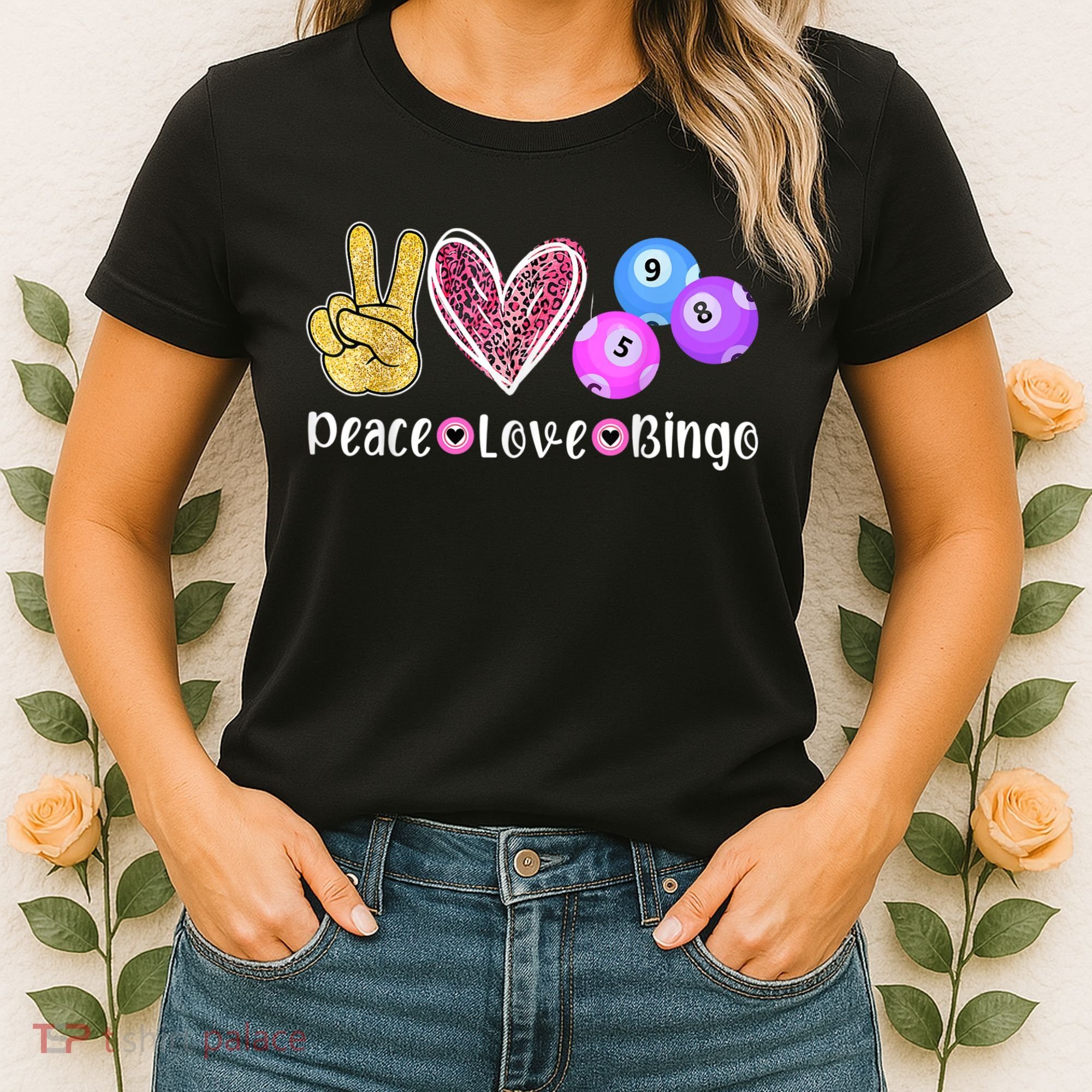 Peace Love Bingo Funny Bingo Lover Women's T-Shirt