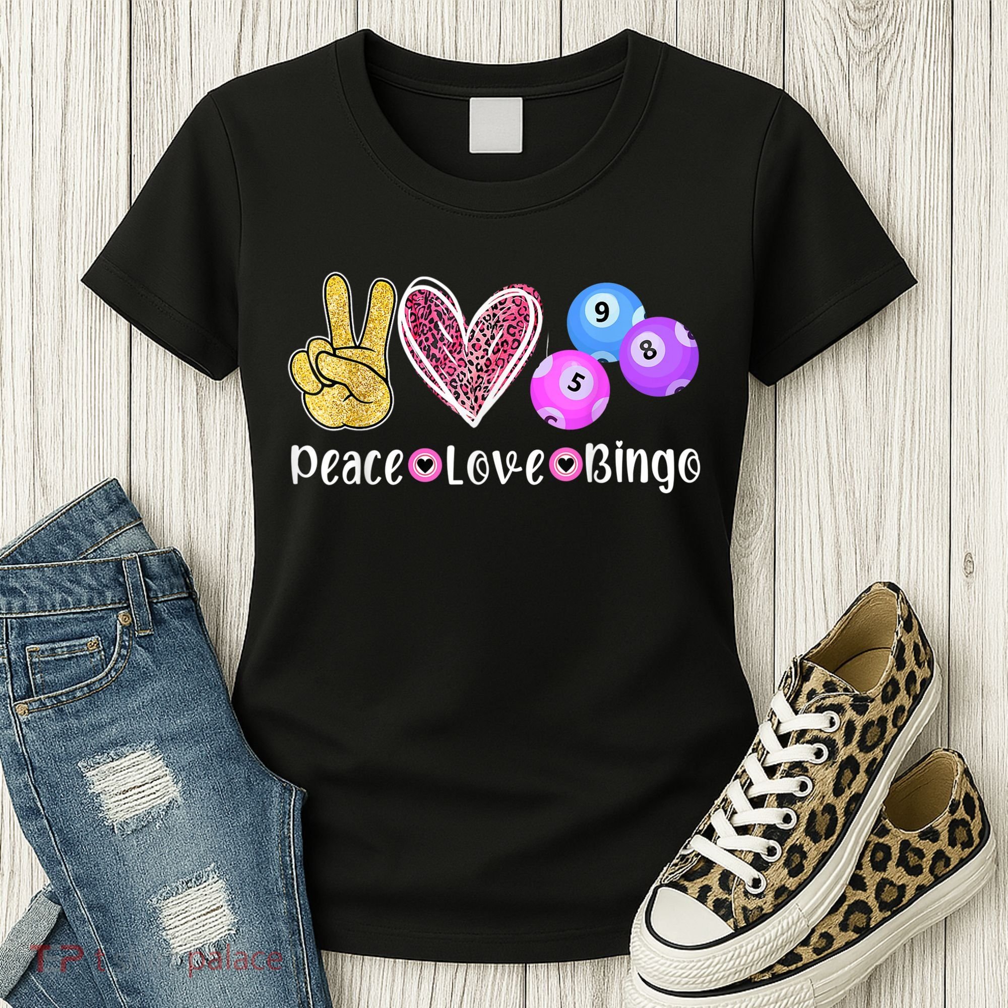 Peace Love Bingo Funny Bingo Lover Women's T-Shirt