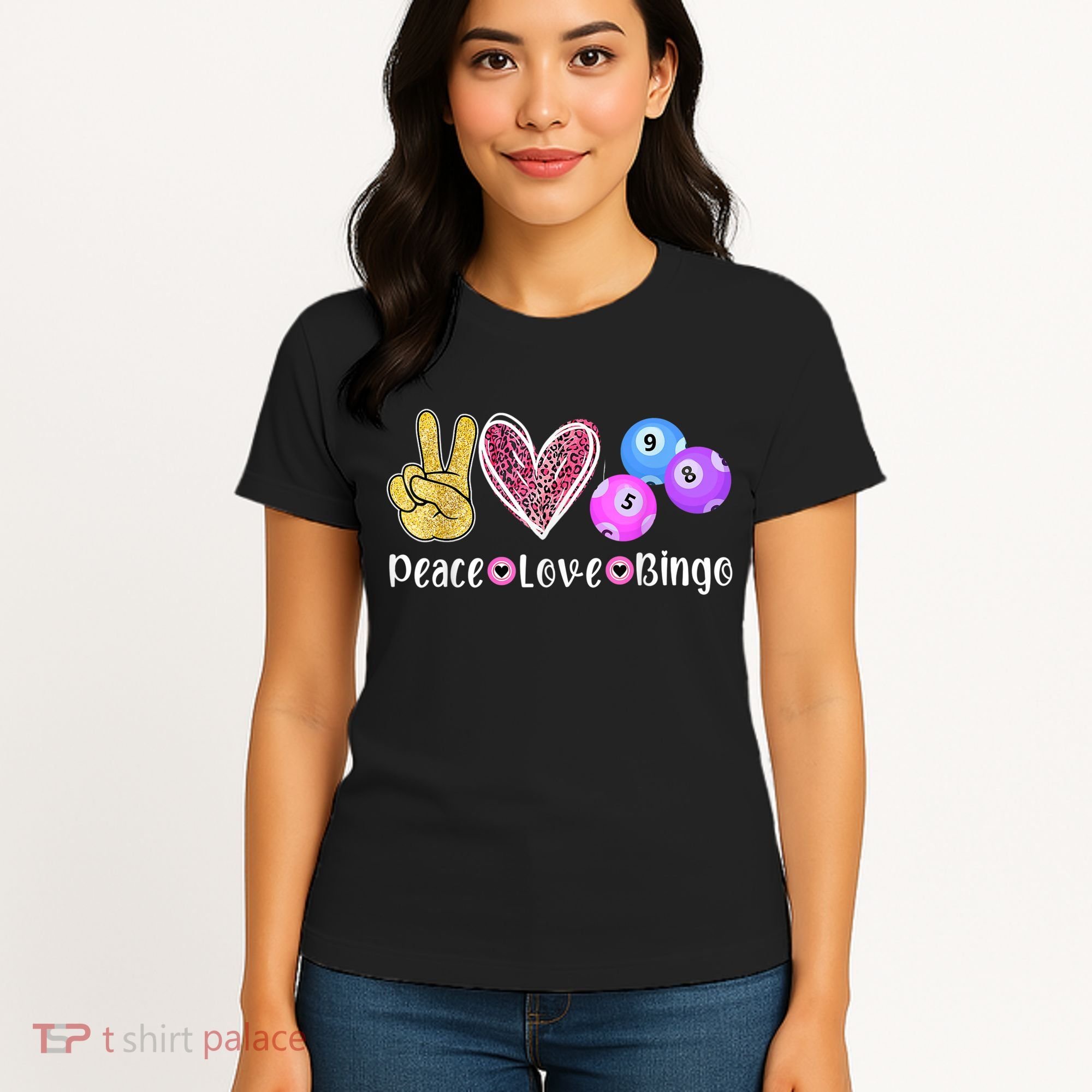 Peace Love Bingo Funny Bingo Lover Women's T-Shirt