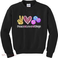 Peace Love Bingo Funny Bingo Lover Kids Sweatshirt thumb 0