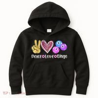 Peace Love Bingo Funny Bingo Lover Kids Hoodie thumb 0