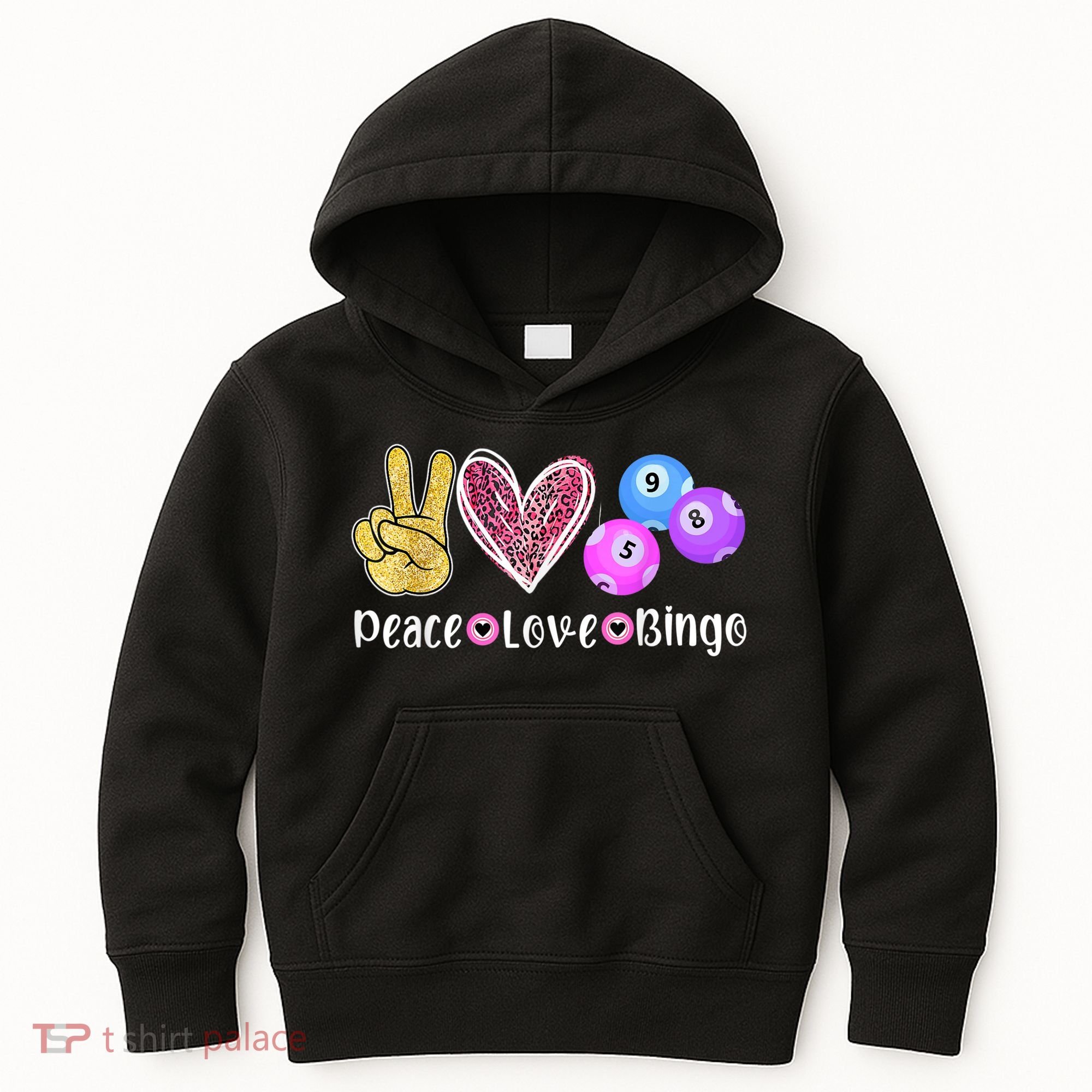 Peace Love Bingo Funny Bingo Lover Kids Hoodie