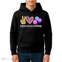 Peace Love Bingo Funny Bingo Lover Kids Hoodie thumb 4
