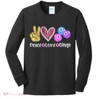 Peace Love Bingo Funny Bingo Lover Kids Long Sleeve Shirt thumb 0