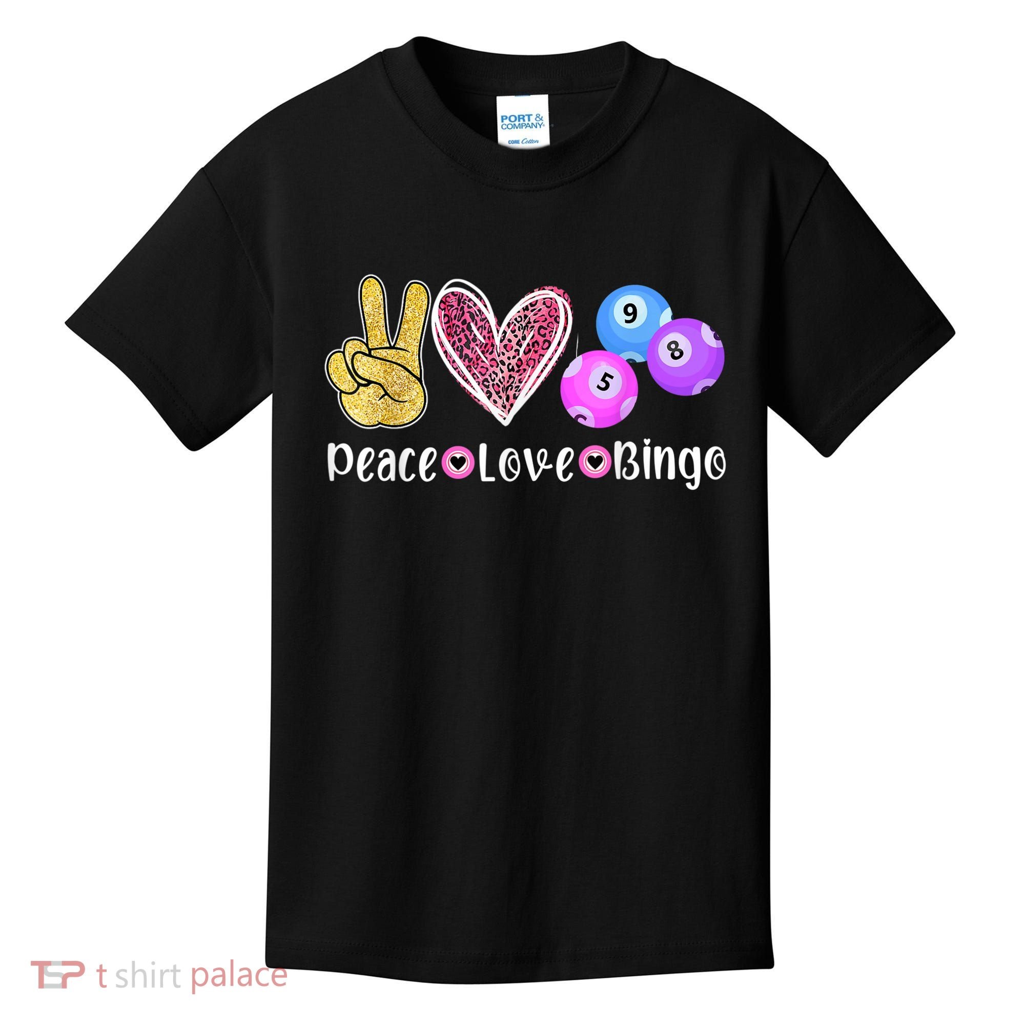 Peace Love Bingo Funny Bingo Lover Kids T-Shirt