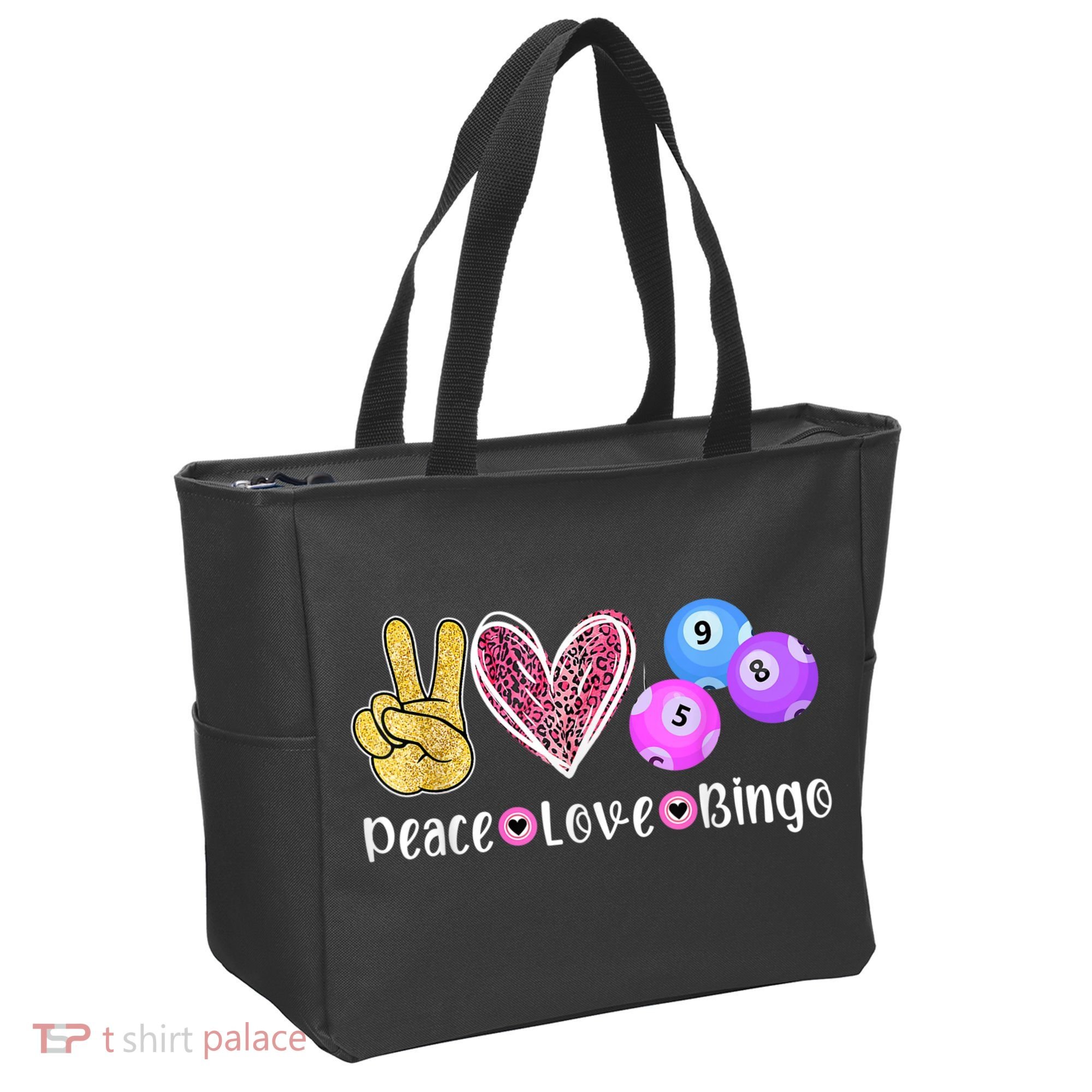 Peace Love Bingo Funny Bingo Lover Tote Bag