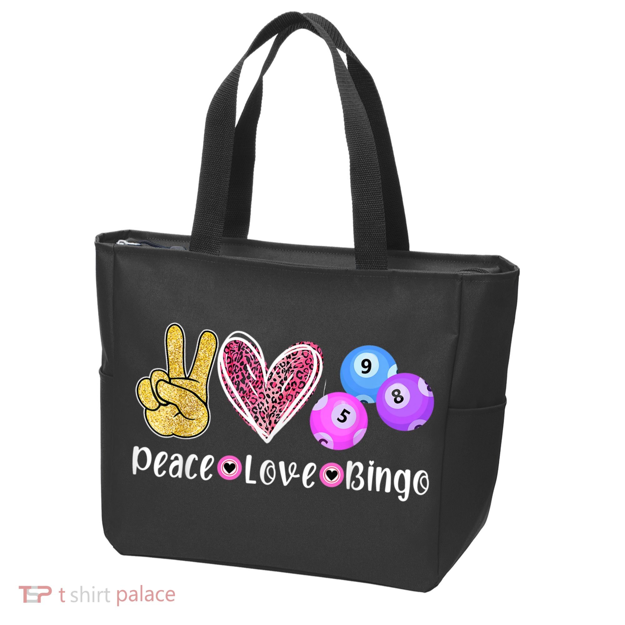 Peace Love Bingo Funny Bingo Lover Tote Bag