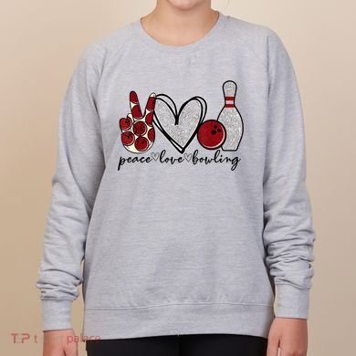 Peace Love Bowling Funny Bowling Lover Women's Sweatshirt