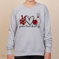 Peace Love Bowling Funny Bowling Lover Women's Sweatshirt thumb 0