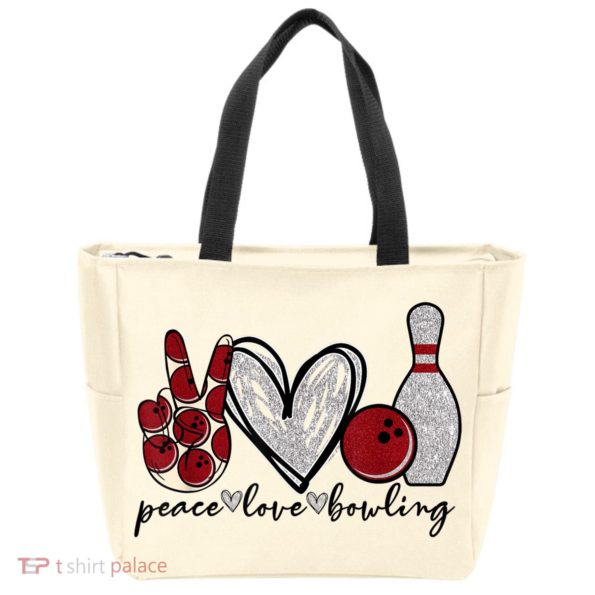 Peace Love Bowling Funny Bowling Lover Tote Bag